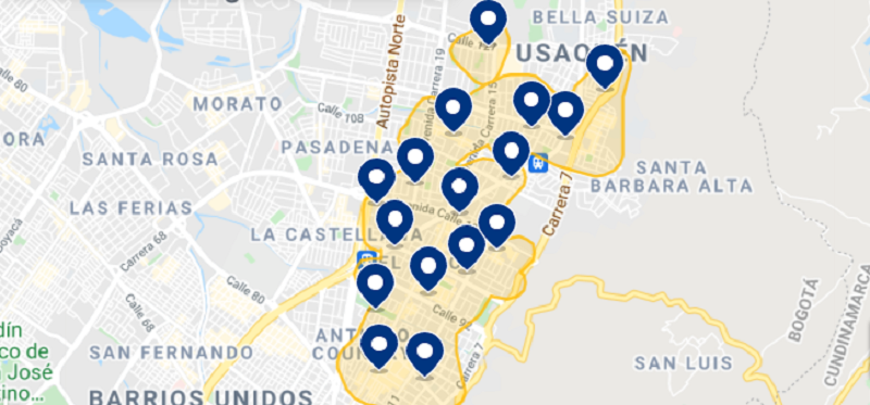 Melhor região de Bogotá - Mapa