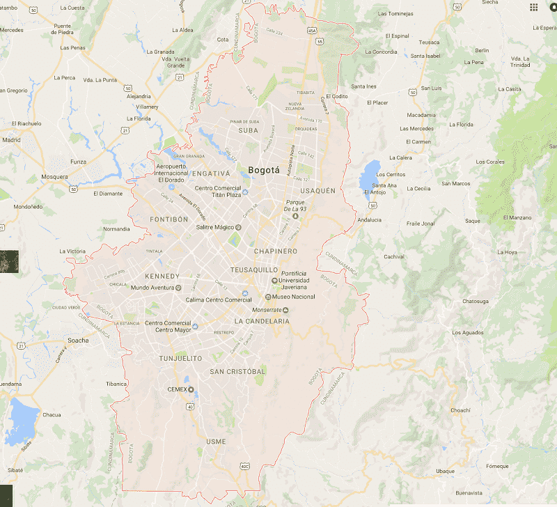 Mapa Bogotá