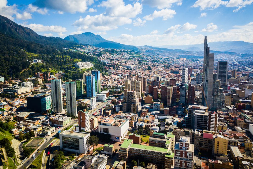 Vista aérea de Bogotá, na Colômbia