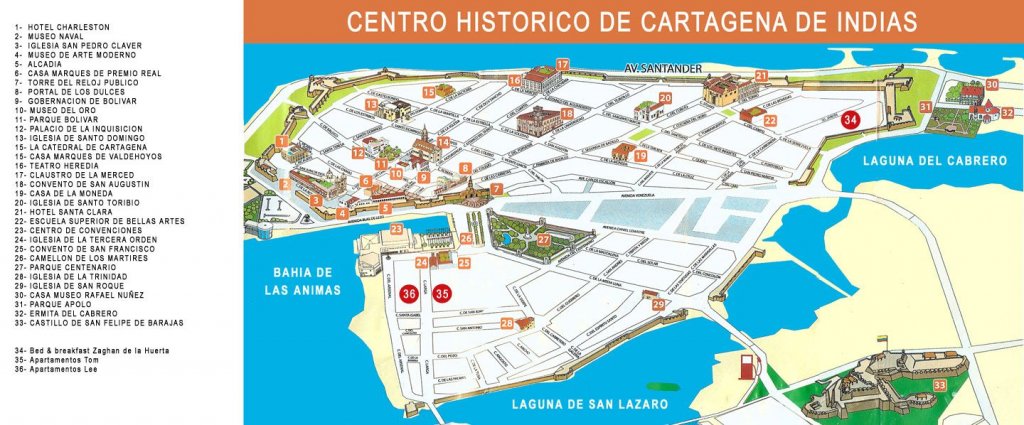 Mapa da Cidade Amuralhada em Cartagena