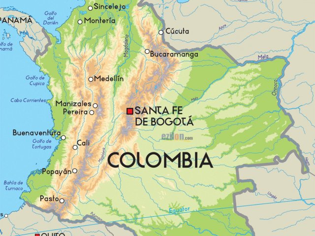 Mapa turístico da Colômbia