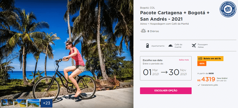 Pacote Hurb para Cartagena + Bogotá + San Andrés por R$ 4319