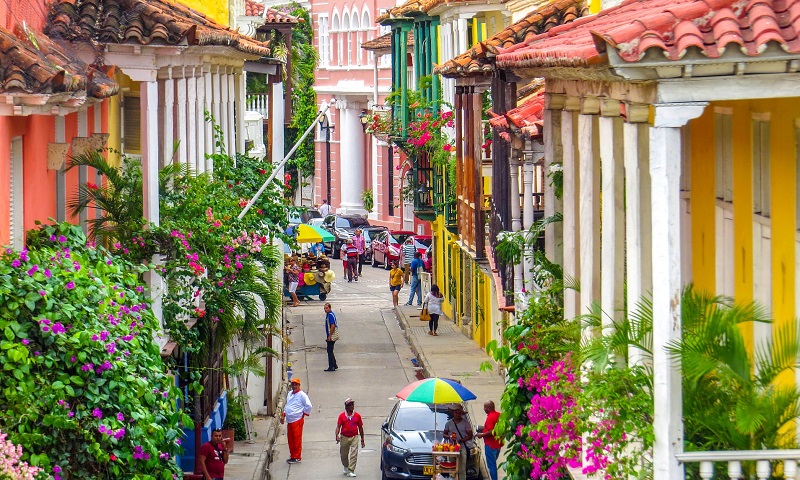 Rua de Cartagena na Colômbia