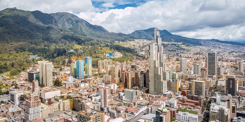 Vista de cima de Bogotá na Colômbia