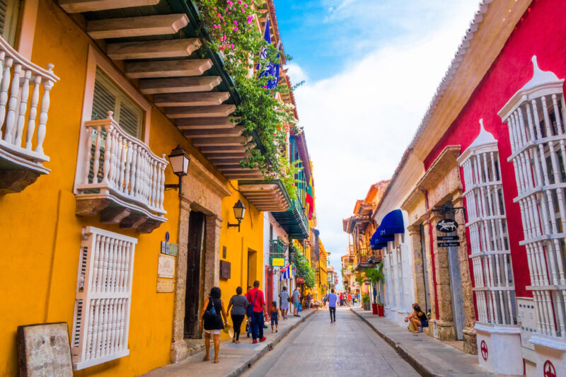 Casas coloridas no Centro Histórico de Cartagena