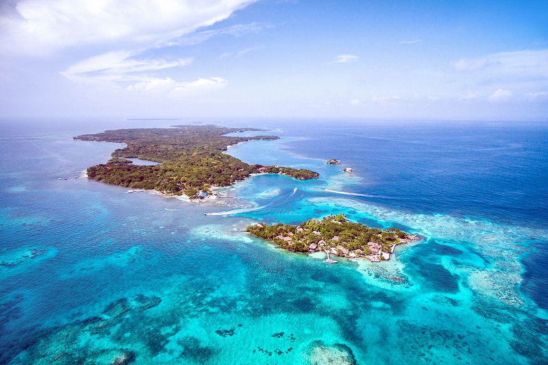 Vista ampla das Islas del Rosario na Colômbia