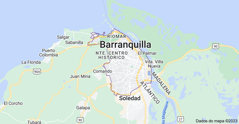 Mapa de Barranquilla na Colômbia