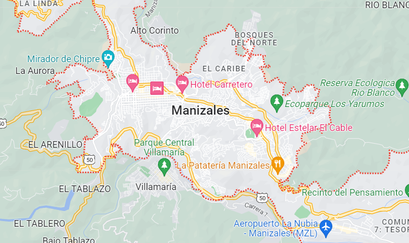 Mapa de Manizales na Colômbia