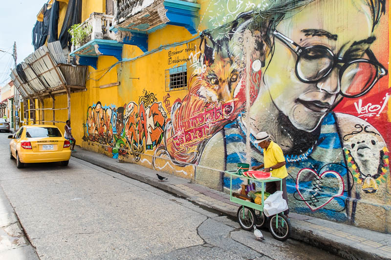 Arte de rua no bairro Getsemaní em Cartagena