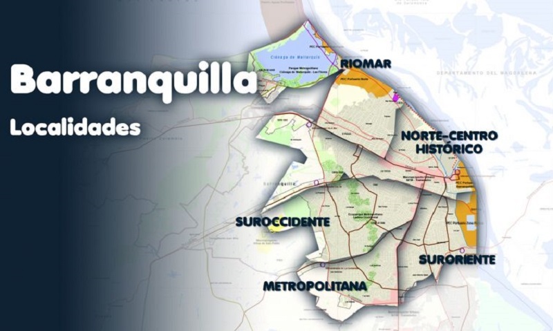 Mapa das regiões de Barranquilla