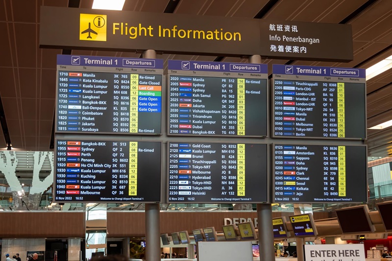 Informações sobre os voos em aeroporto